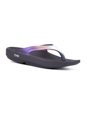 OOFOS Women's Sandals in Black and Iridescent Purple